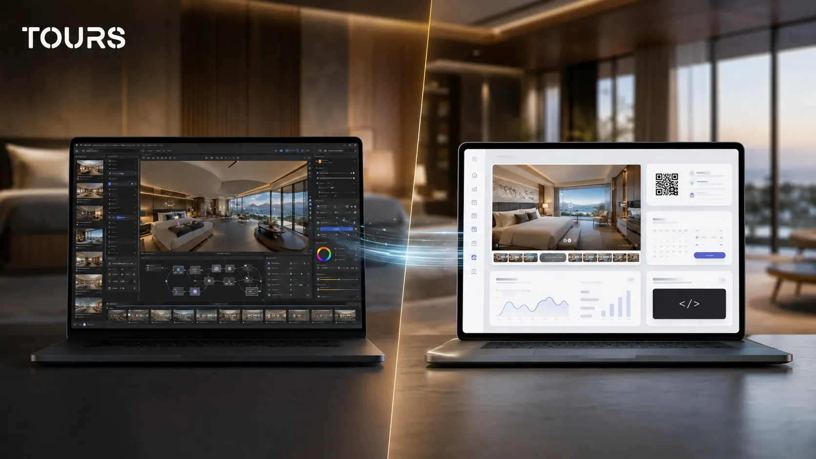 Visita virtual ligada a reservas através de cenas, grupos e pontos interativos
