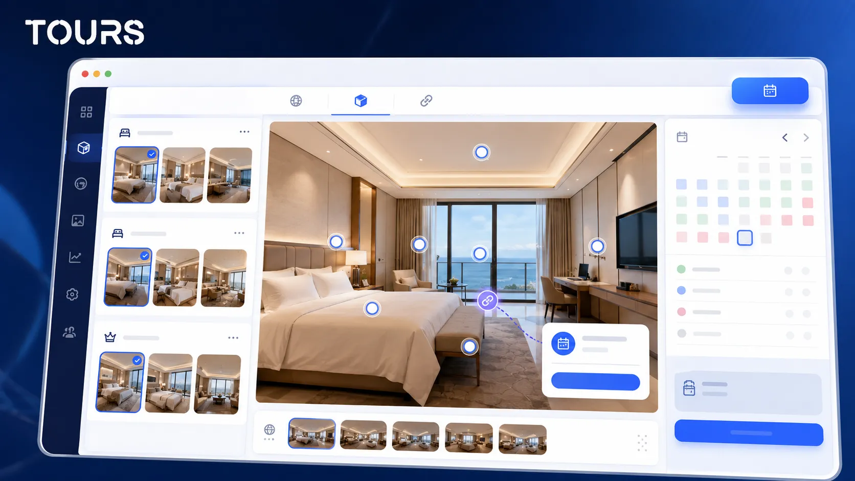 Tour virtuale 360° di un hotel collegato alle prenotazioni dirette in Tours