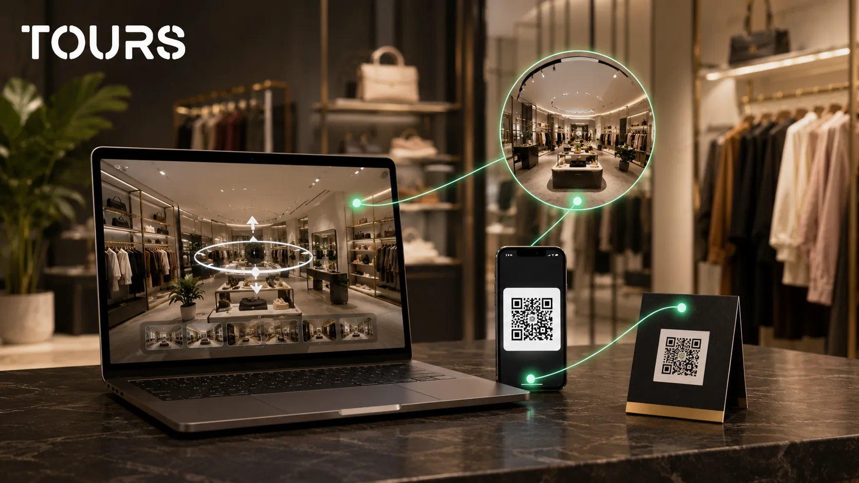 Bir mağaza sanal turunun web sitesinde ve QR kodu ile yayımlanması