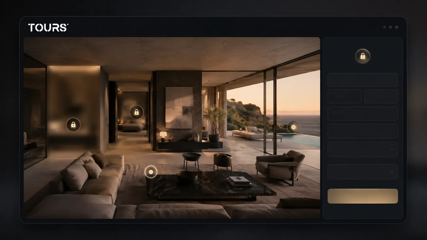 Visita virtual para uma propriedade exclusiva com pedido de visita discreto