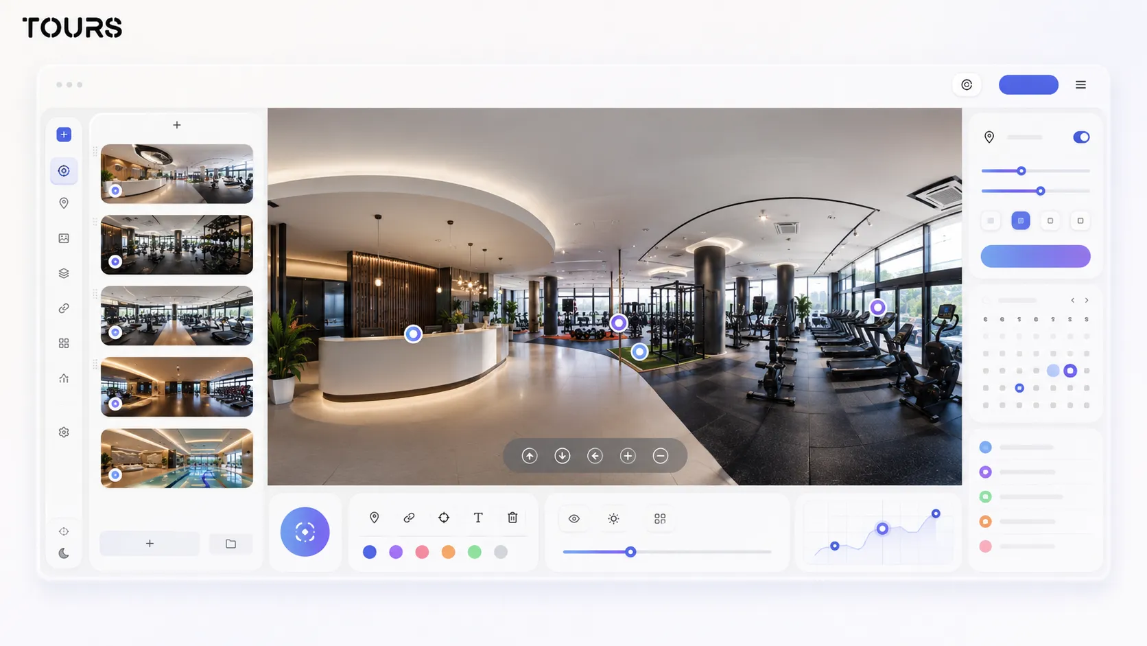 Editor 360 per organizzare il tour di una palestra in Tours