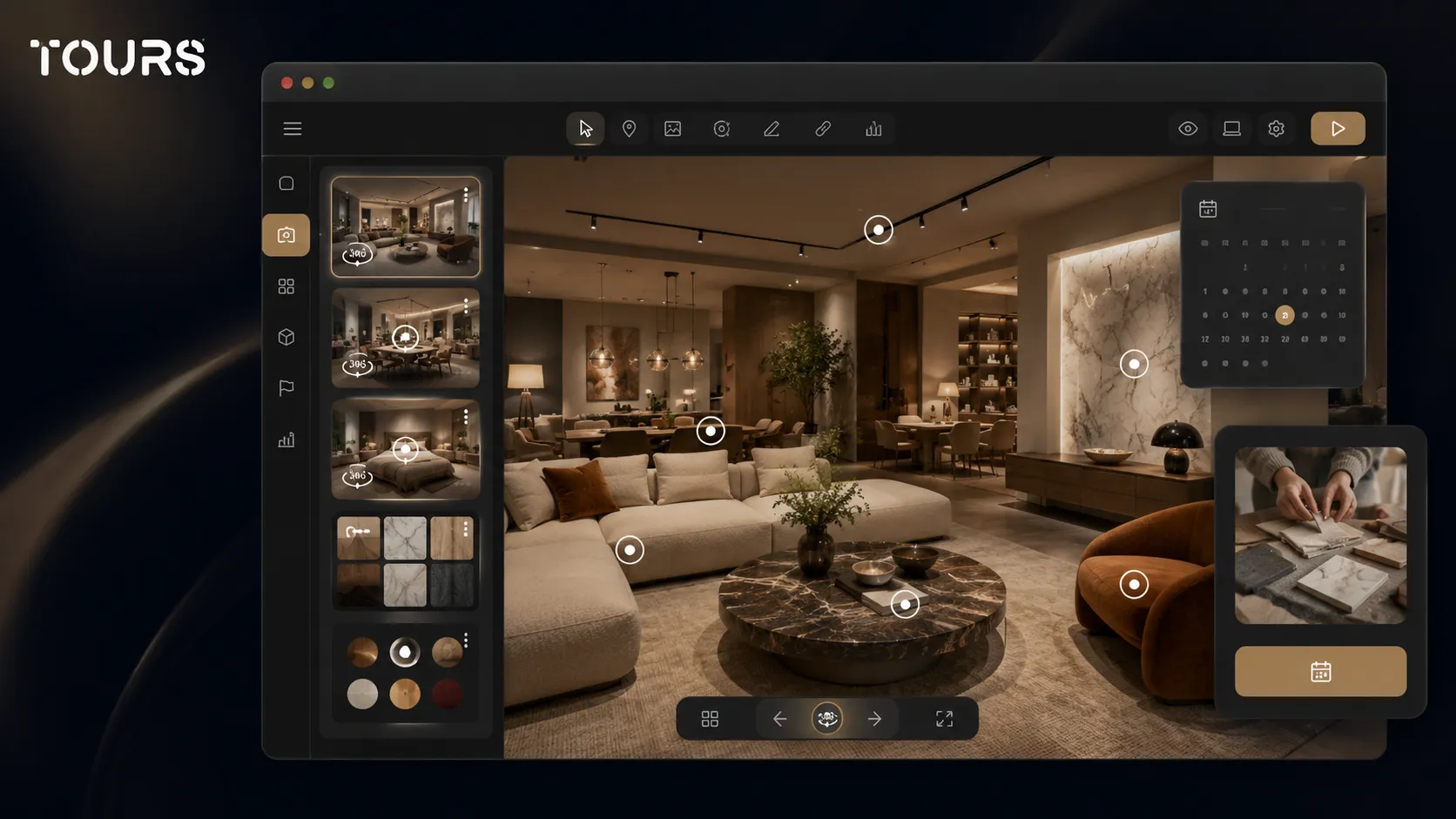 Editor 360 para uma visita de um showroom de mobiliário em Tours