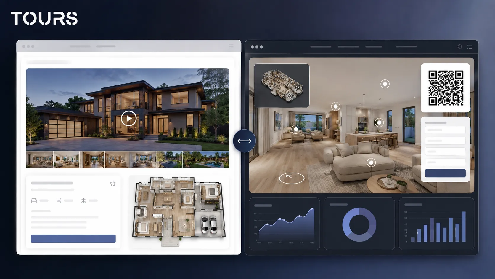 Comparaison visuelle entre une visite attachée à une annonce et une visite 360 contrôlée sur un site